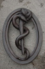 41. pharmaceutical snake , coat of arms in bronze, herb w brązie