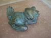 36. lying frog L 15 cm - cast bronze, verdegris patina, odlewy na zamwienie.