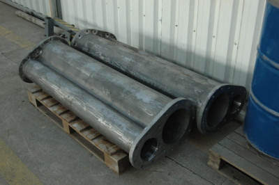 49. H.C. Duplex stainless steel castings against erosion for chemical industry, casted tubes with collars, odlewy ze stali nierdzewnej Duplex odporne na erozję, dla przemysłu chemicznego