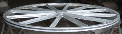 32. cast aluminium wheel diameter 2500 mm, AlSi12, moulded in resin sand, koło aluminiowe o średnicy 2500 mm, stop AK11, formowane w piasku z żywicą chemoutwardzalną , wire rope sheaves, wire sheaves, koła linowe, pulleys, krążki, other alloys: GS-42CrMo4+QT, GJS 500-7, aluminum
